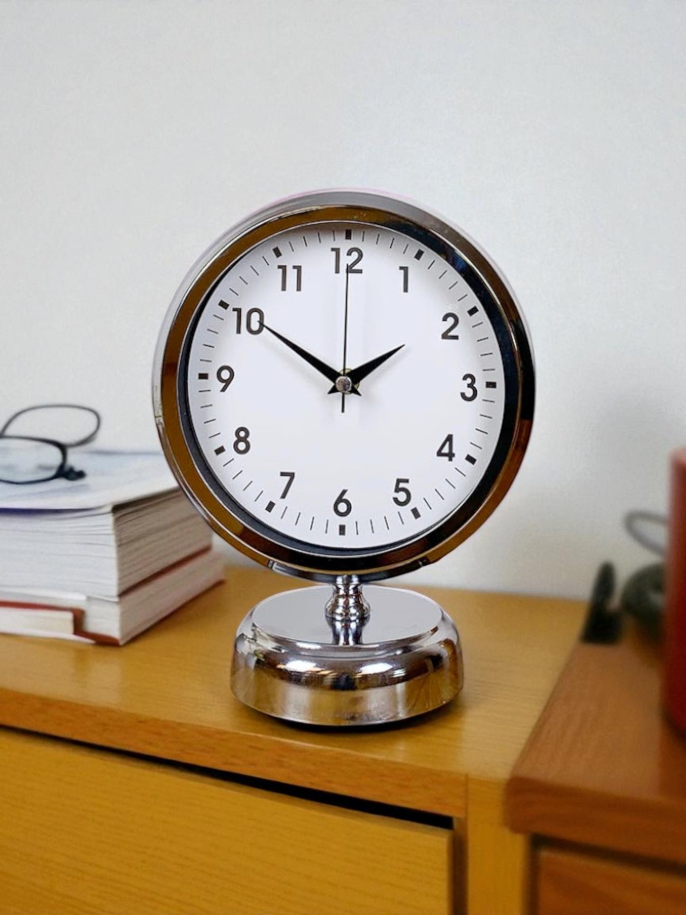 Noble Time 25 x 20 Cm Metal Krom Masa Saati — Platin duvar saatleri san.tic.ltd.şti. — görsel 3