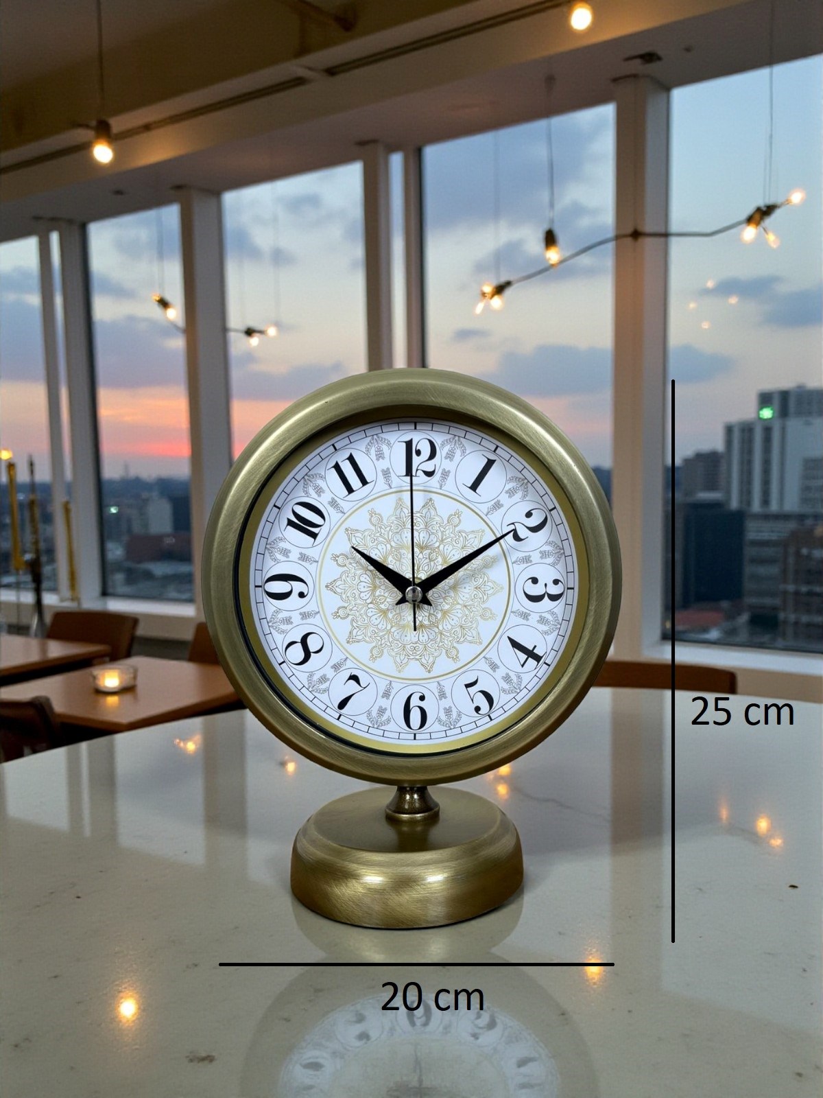 Eskitme Motifli 25 x 20 Cm Metal Masa Saati — Platin duvar saatleri san.tic.ltd.şti. — görsel 5