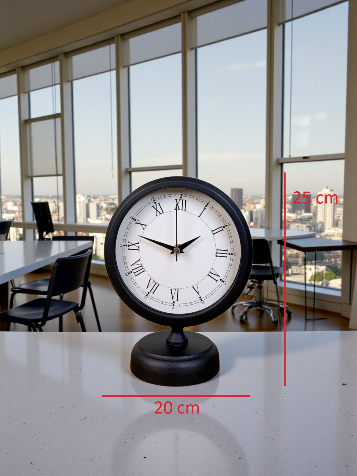 Siyah Roma Rakamlı 25 x 20 Cm Metal Masa Saati — Platin duvar saatleri san.tic.ltd.şti. — görsel 4