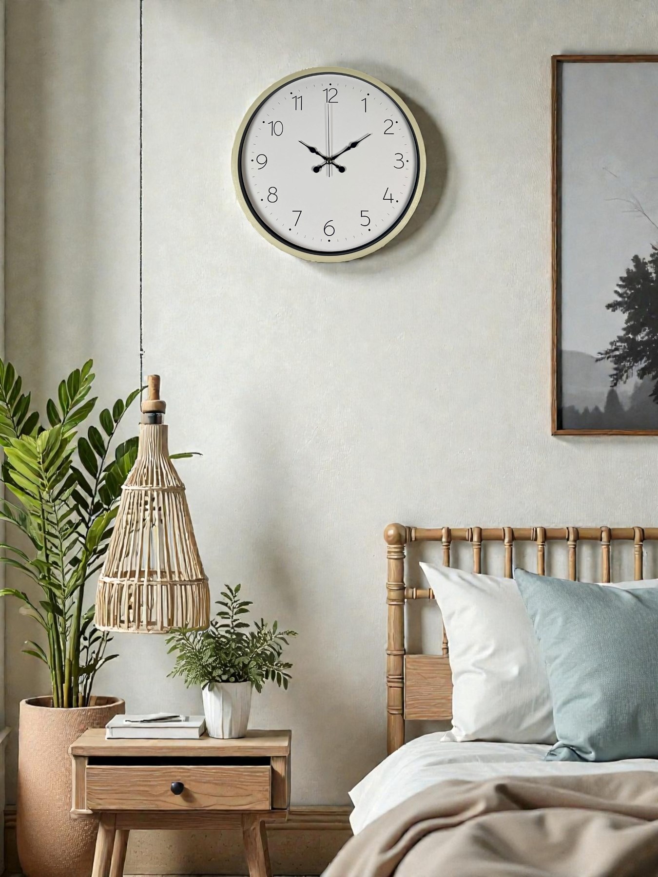 36 Cm Krem Sade Dekoratif Duvar Saati
