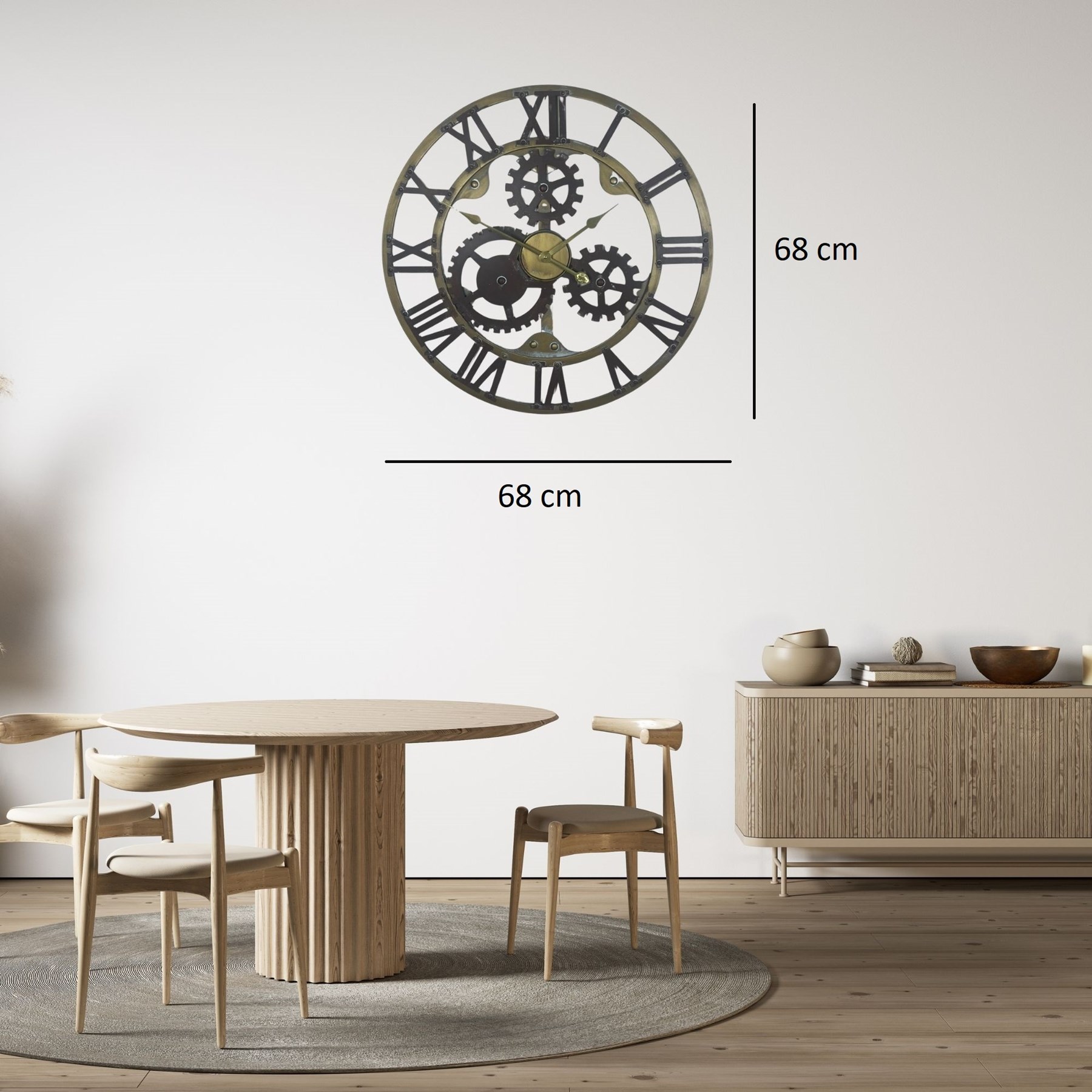 Eskitme Roma Rakamlı 68 Cm Nostalji Duvar Saati — Platin duvar saatleri san.tic.ltd.şti. — görsel 2