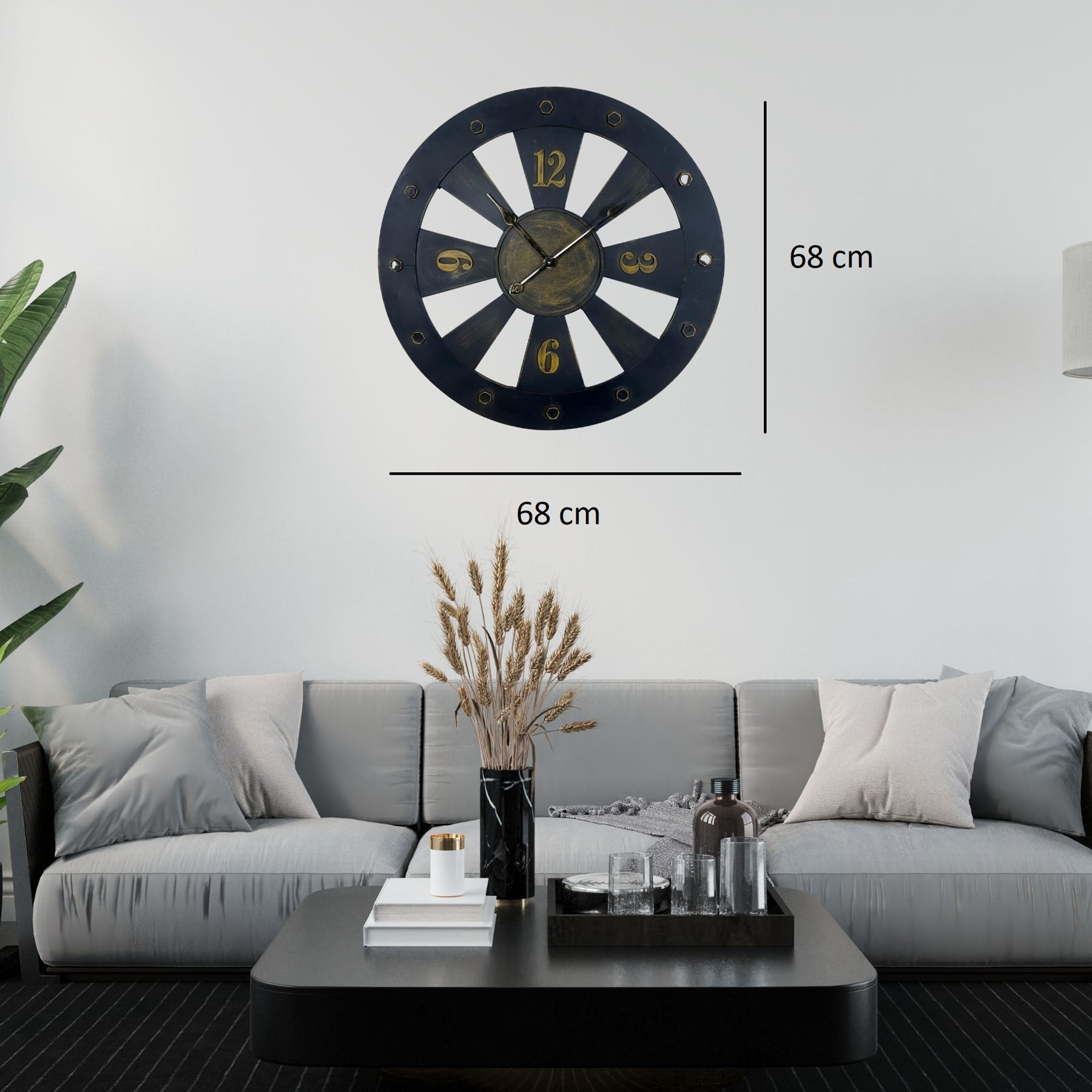 Kaptan Dümeni Dekoratif 68 cm Duvar Saati — Platin duvar saatleri san.tic.ltd.şti. — görsel 2