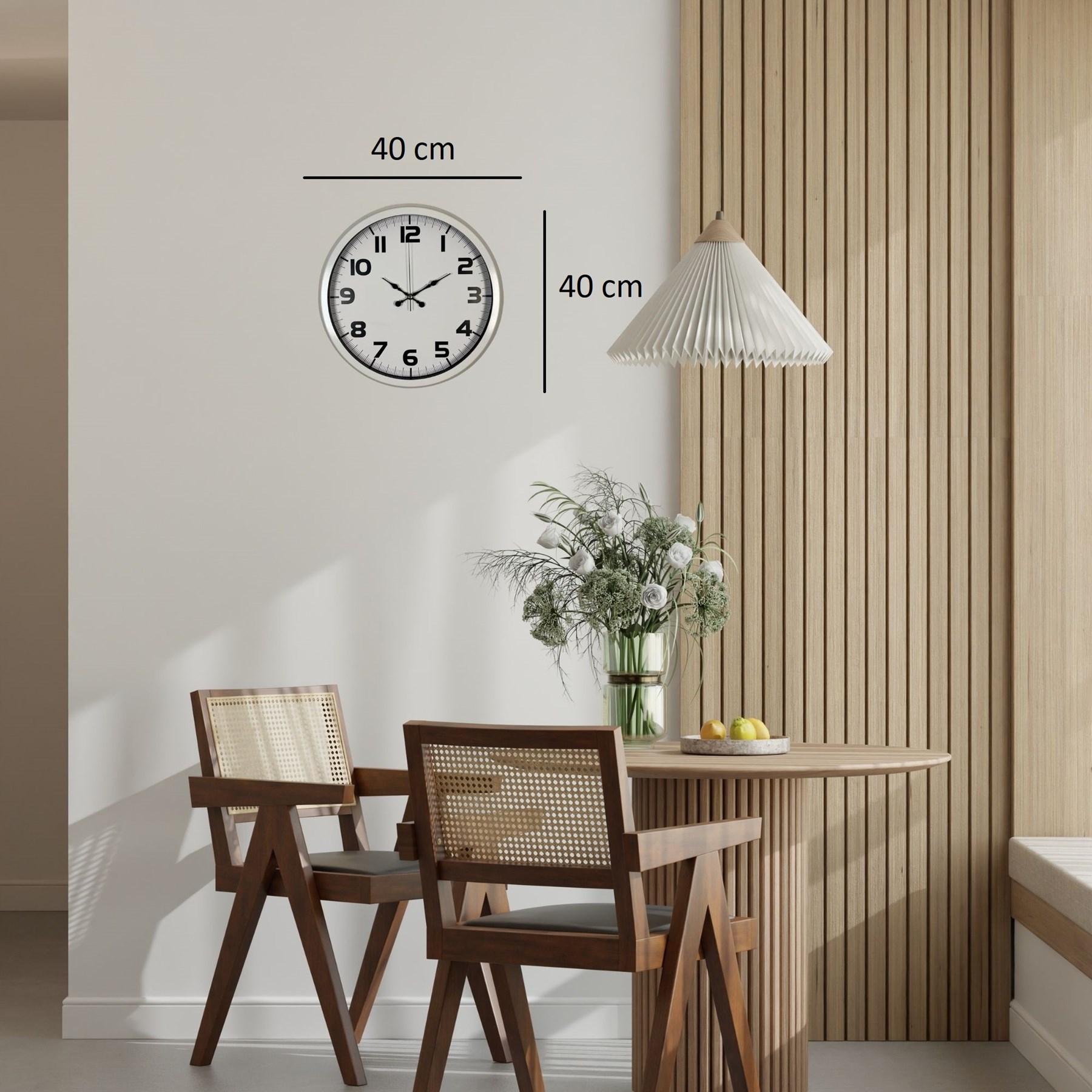 Sade Tasarım Beyaz 40 Cm Metal Duvar Saati — Platin duvar saatleri san.tic.ltd.şti. — görsel 4