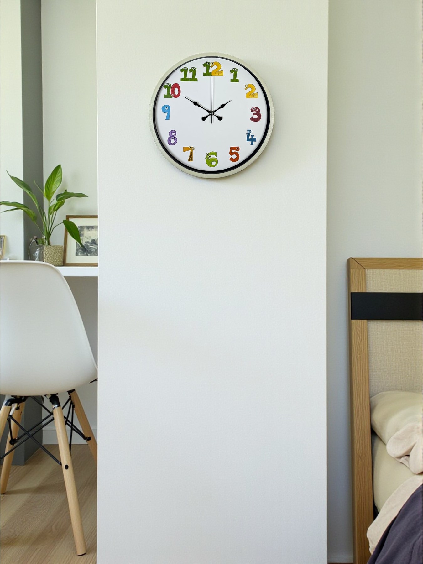 36 Cm Krem Çocuk Odası Duvar Saati