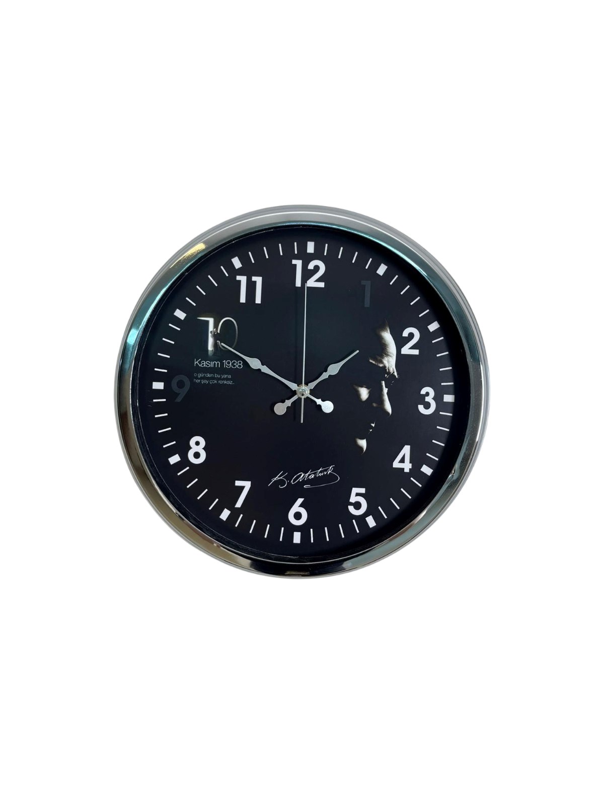Silver Prestige Atatürk 40 Cm Metal Krom Duvar Saati — Platin duvar saatleri san.tic.ltd.şti. — görsel 3