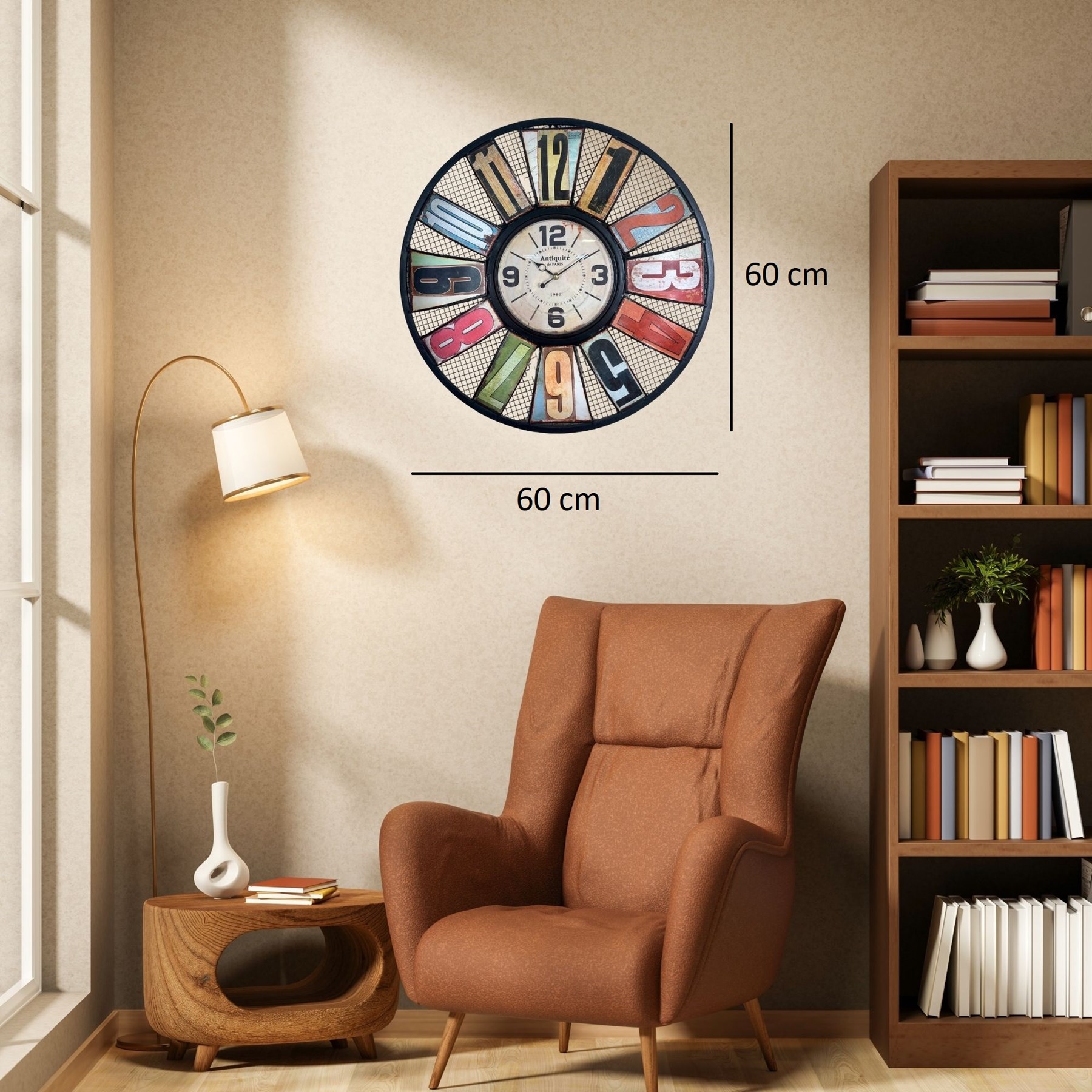 Renkli Rakamlı 60 Cm Duvar Saati — Platin duvar saatleri san.tic.ltd.şti. — görsel 2