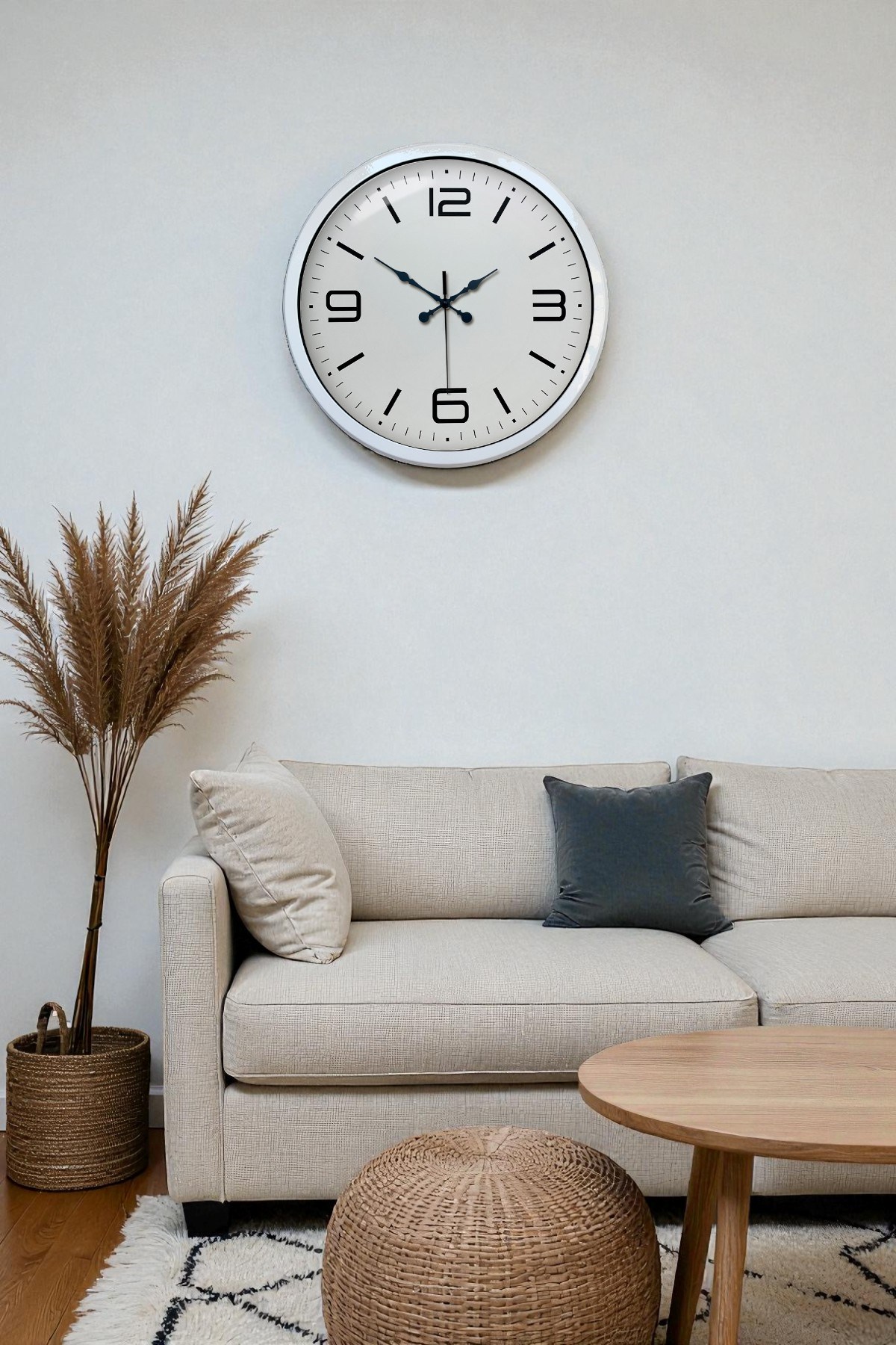 40 cm Beyaz Metal Modern Duvar Saati