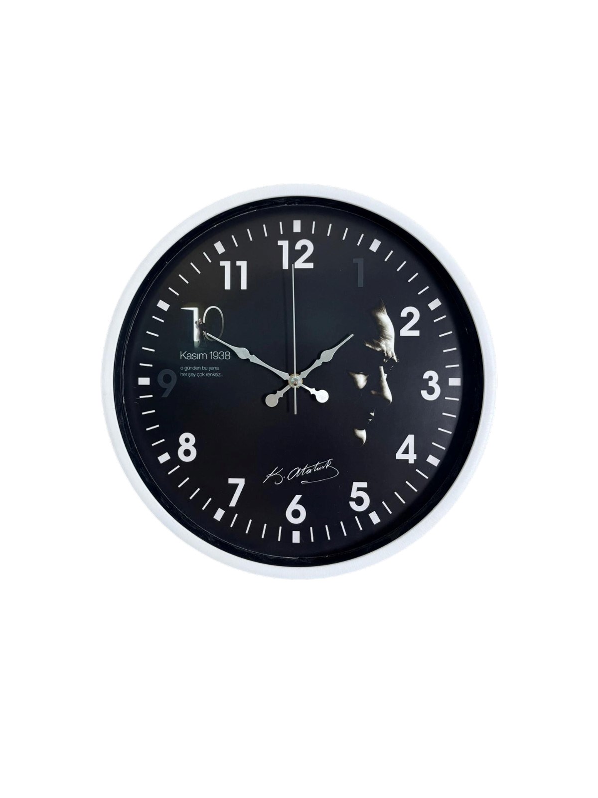 Beyaz 36 Cm Atatürk Modern Tasarım Duvar Saati — Platin duvar saatleri san.tic.ltd.şti. — görsel 3