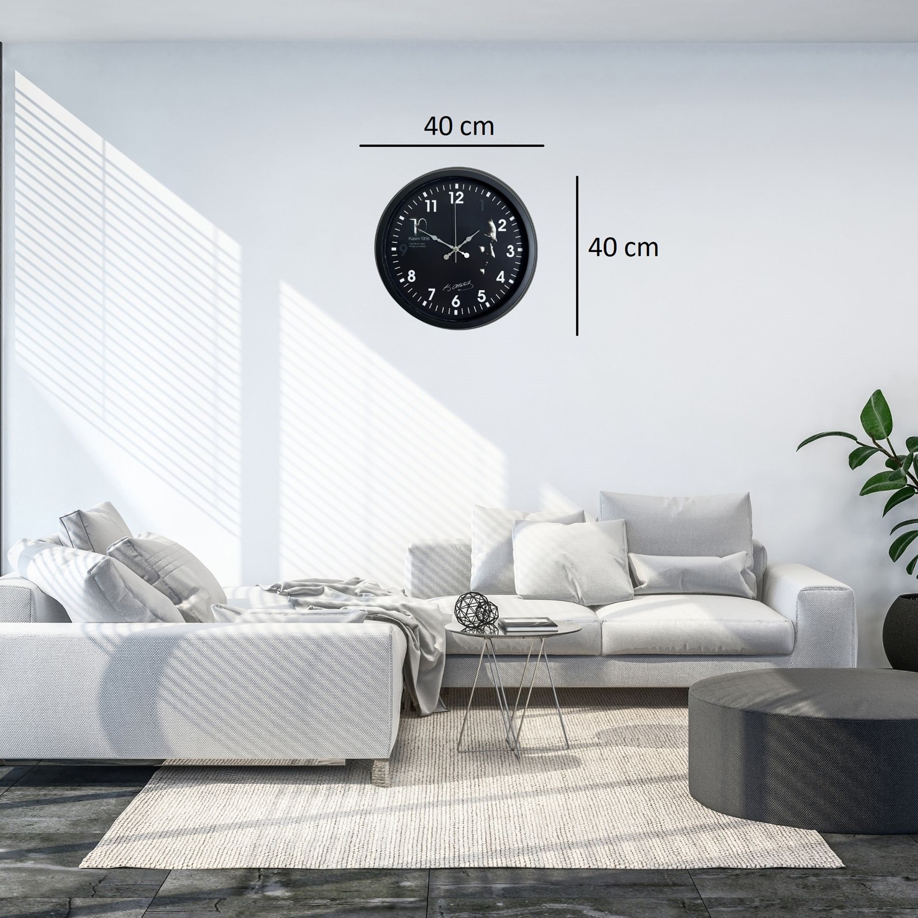 Siyah 40 Cm Metal Atatürk Seri Duvar Saati — Platin duvar saatleri san.tic.ltd.şti. — görsel 4