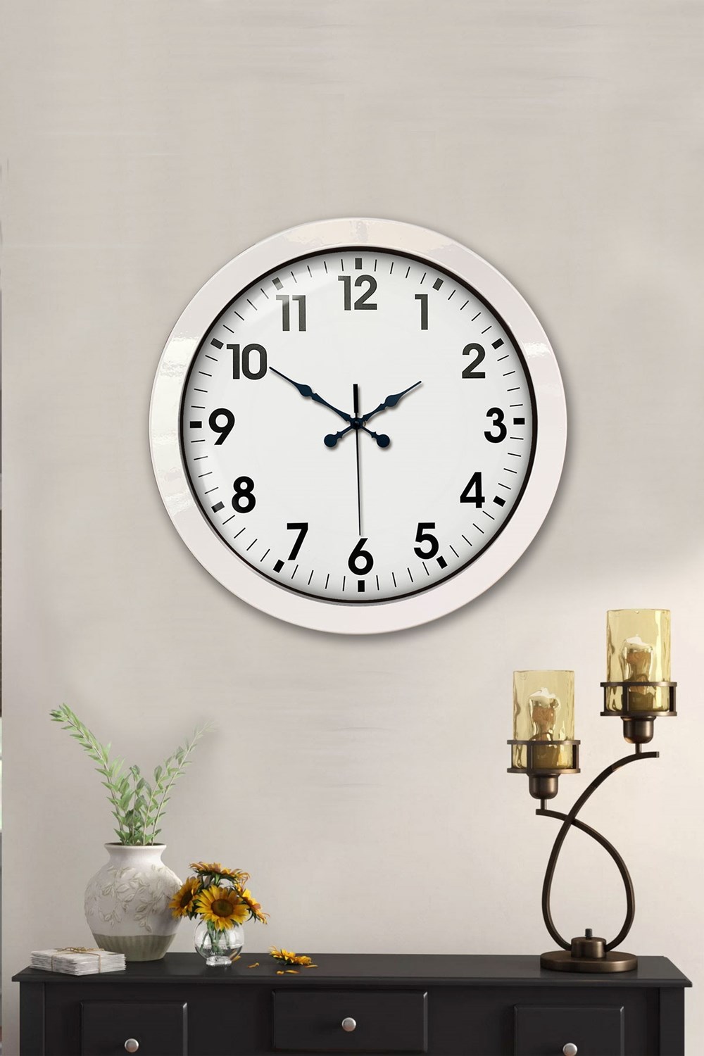 36 cm Beyaz Metal Standart Duvar Saati