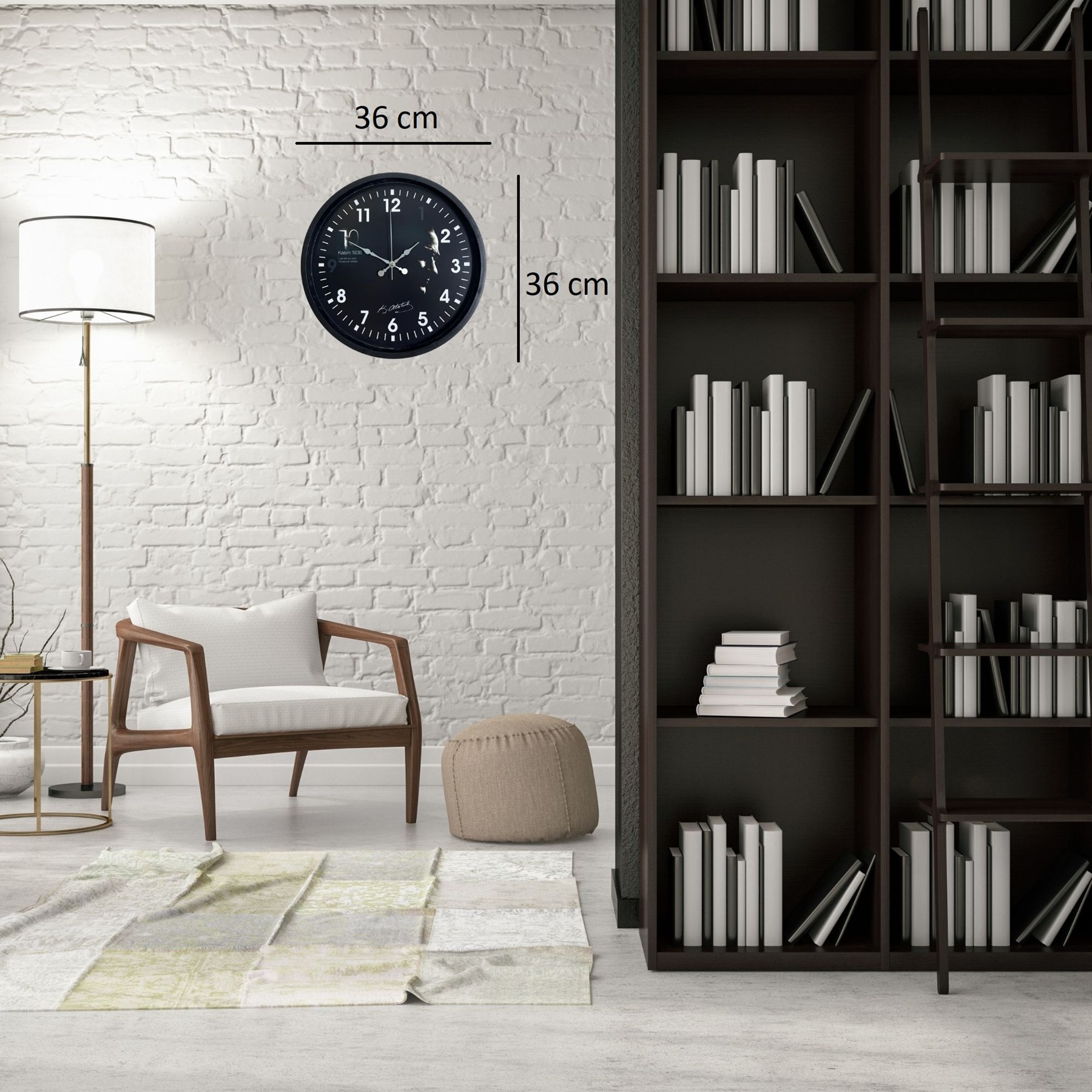 Atatürk Tasarımlı Siyah 36 Cm Premium Duvar Saati — Platin duvar saatleri san.tic.ltd.şti. — görsel 4
