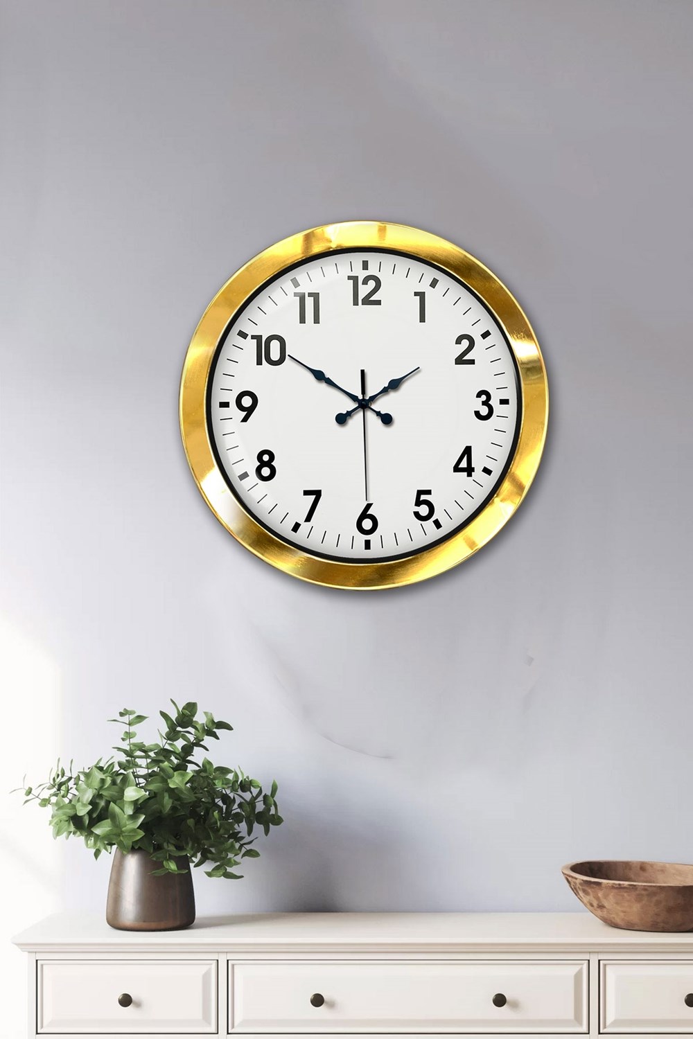 36 cm Gold Metal Standart Duvar Saati