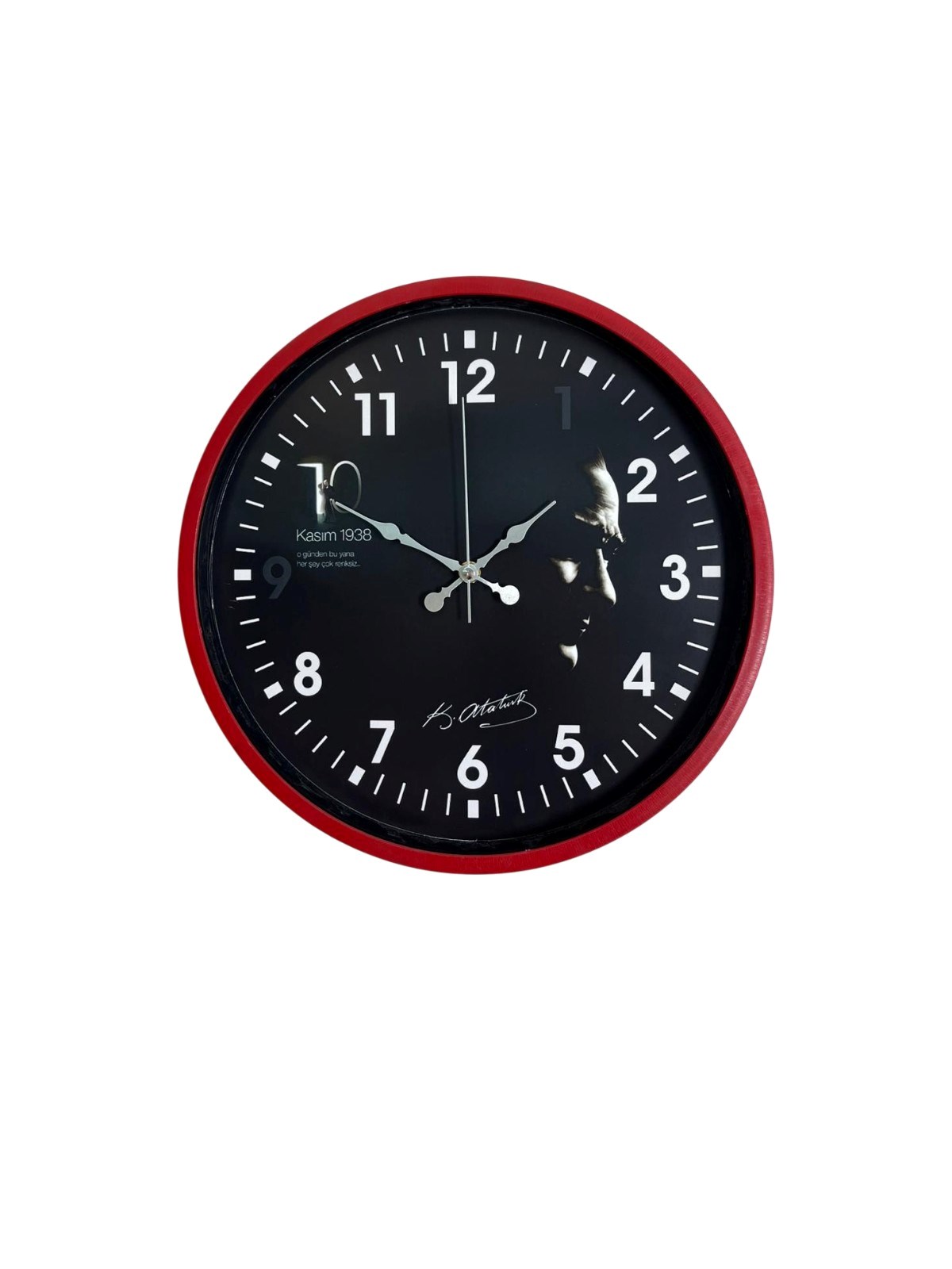 Prestij Kırmızı 36 Cm Atatürk Tasarımlı Duvar Saati — Platin duvar saatleri san.tic.ltd.şti. — görsel 3