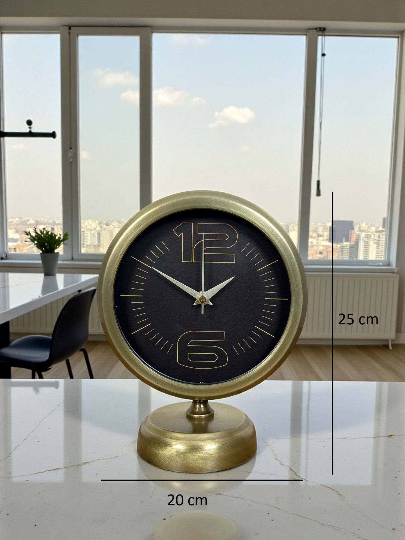 Retro Modern Tasarım 25 x 20 Cm Metal Masa Saati — Platin duvar saatleri san.tic.ltd.şti. — görsel 5