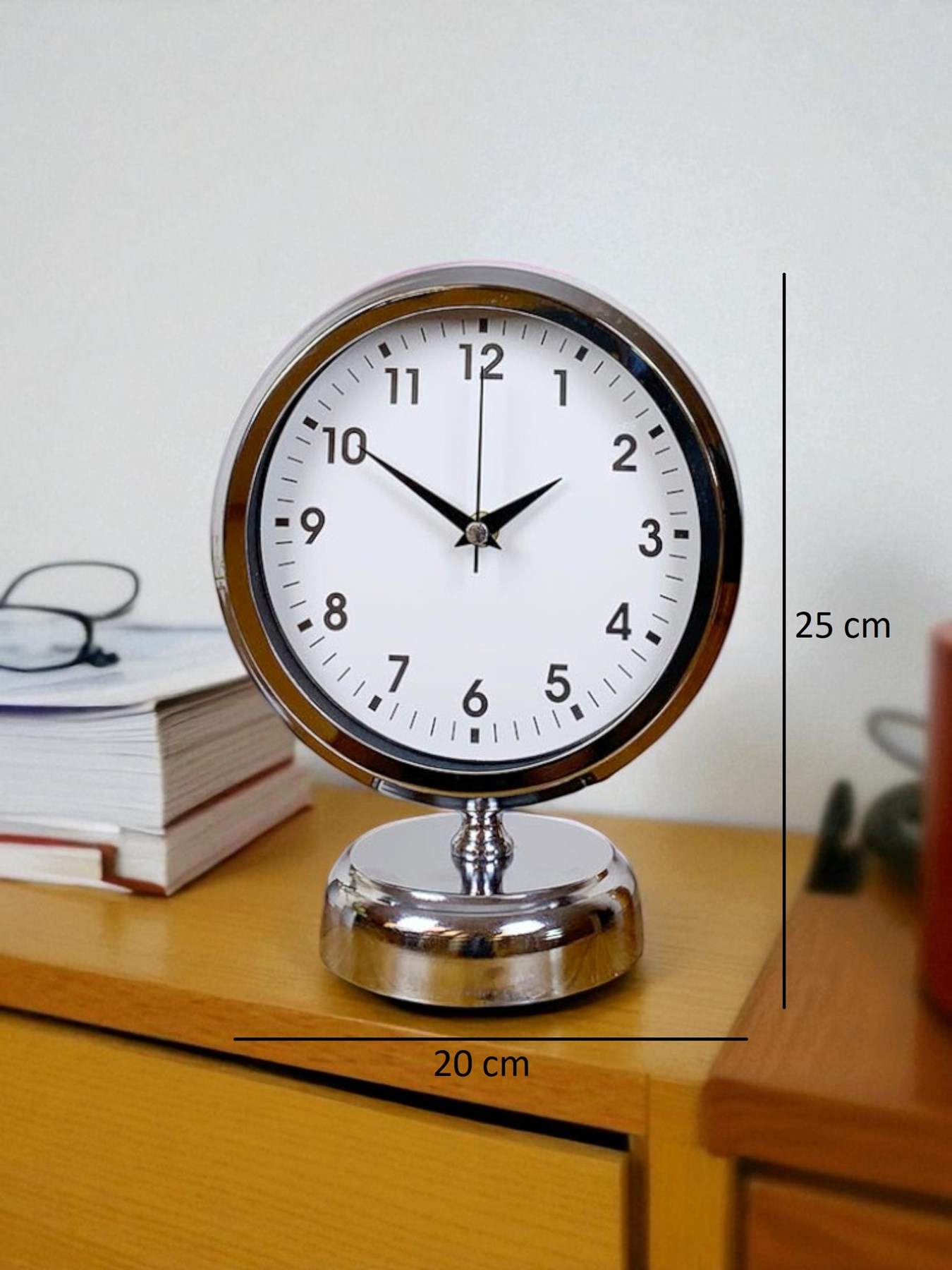 Noble Time 25 x 20 Cm Metal Krom Masa Saati — Platin duvar saatleri san.tic.ltd.şti. — görsel 5