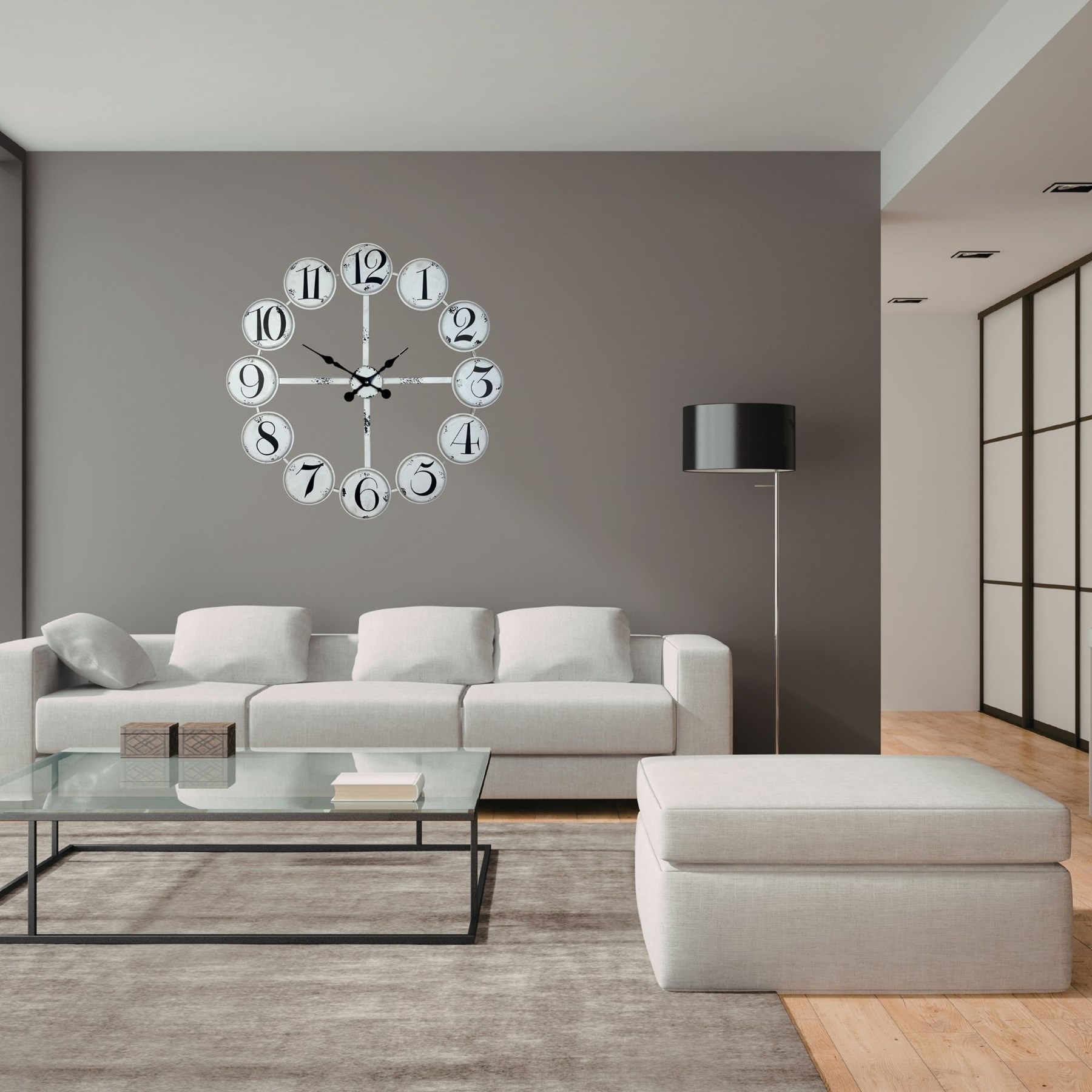 Rustik Beyaz 80 Cm Metal Duvar Saati — Platin duvar saatleri san.tic.ltd.şti. — görsel 2