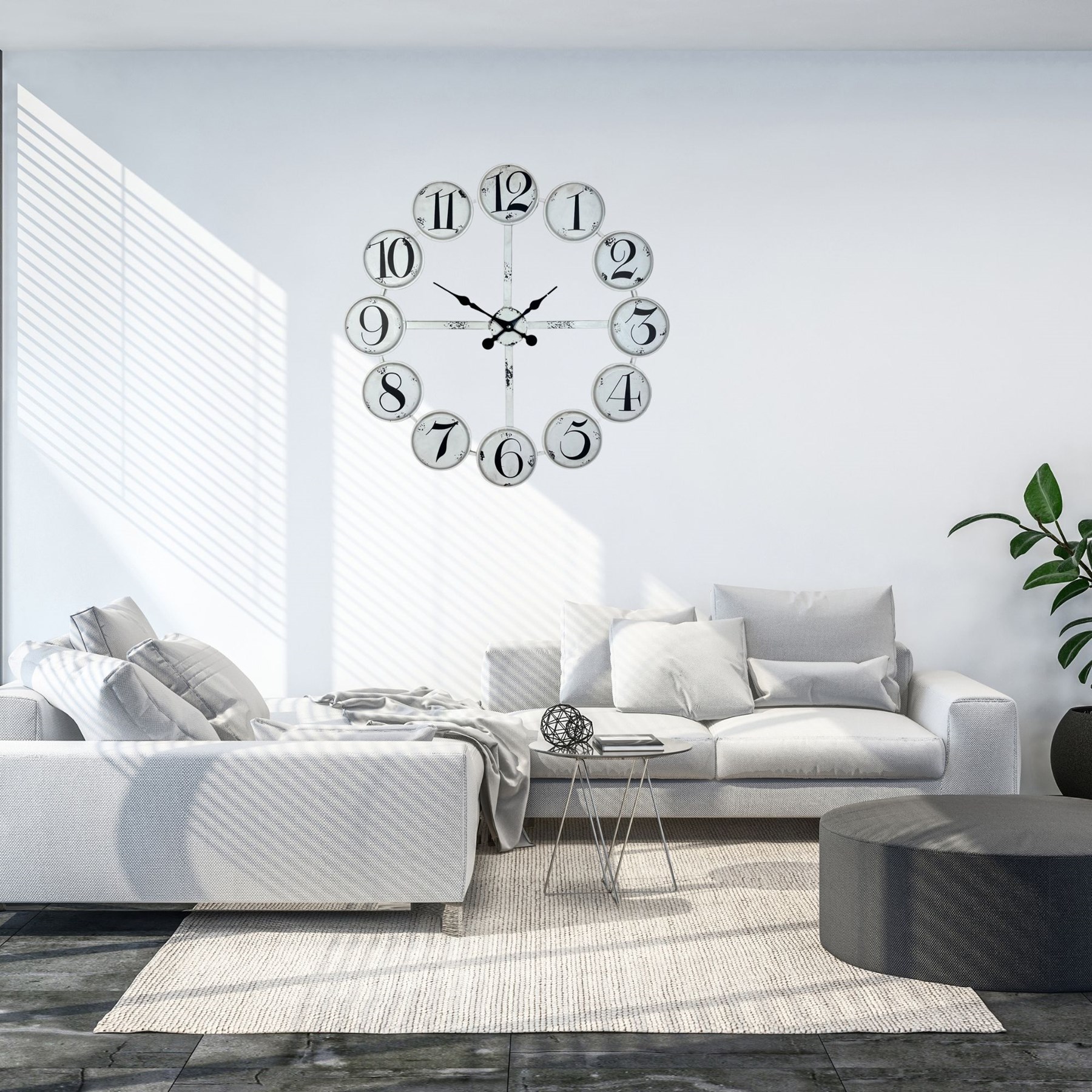 Rustik Beyaz 80 Cm Metal Duvar Saati — Platin duvar saatleri san.tic.ltd.şti.