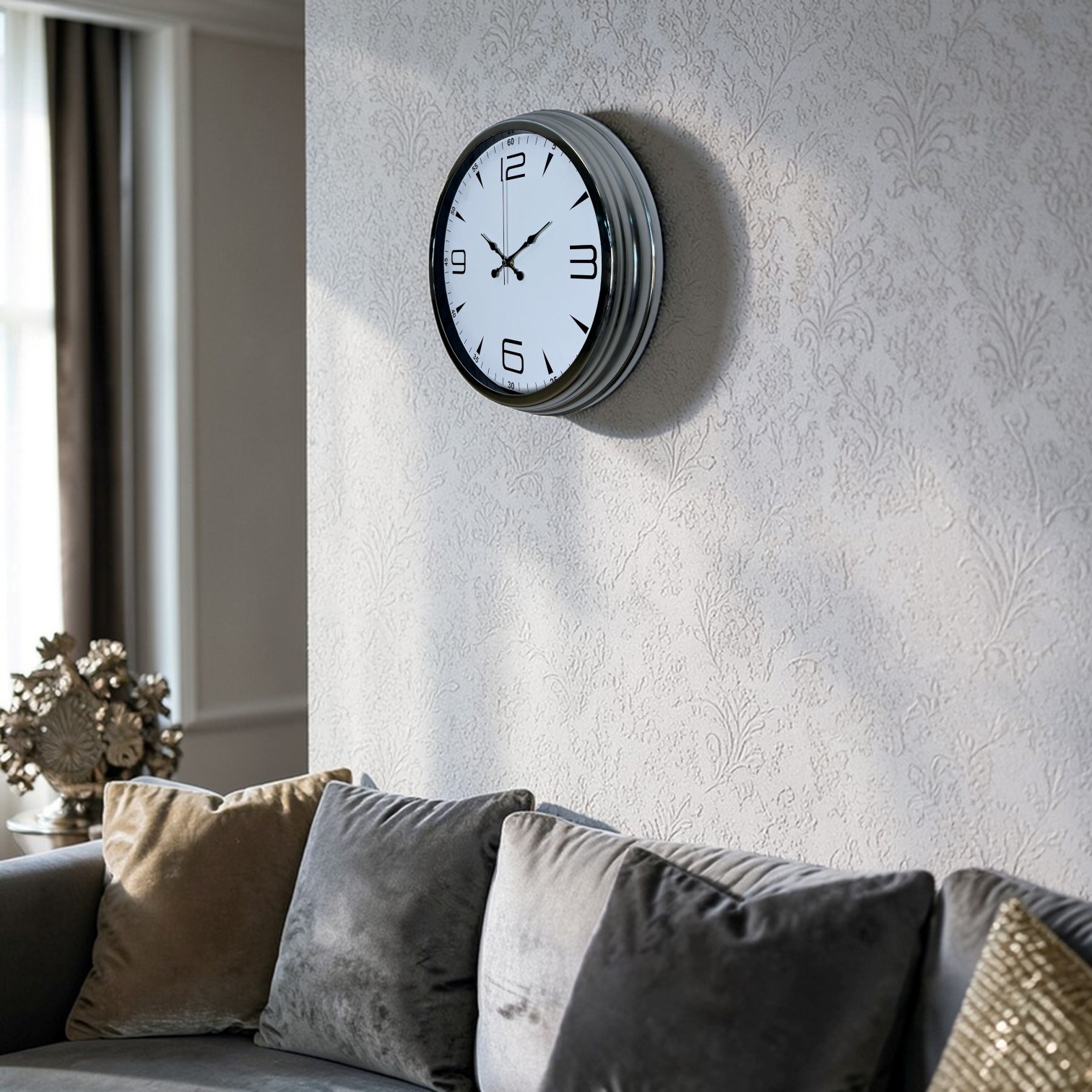 Krom Elegance 40 Cm Metal Duvar Saati — Platin duvar saatleri san.tic.ltd.şti. — görsel 2