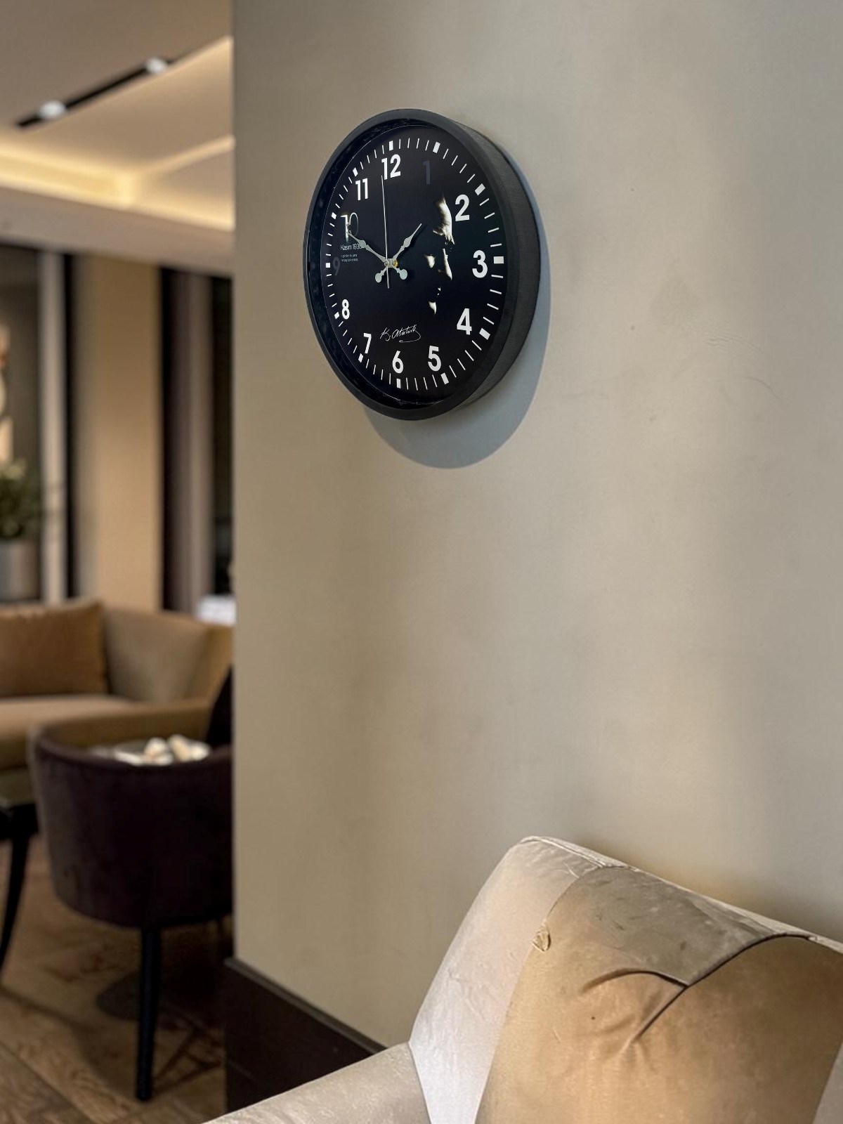 Atatürk Tasarımlı Siyah 36 Cm Premium Duvar Saati — Platin duvar saatleri san.tic.ltd.şti. — görsel 2