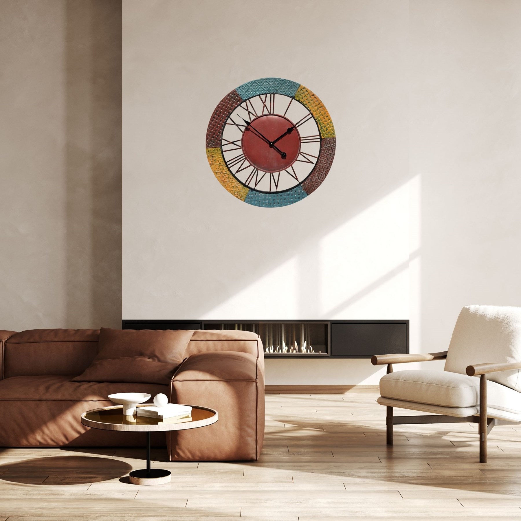 Bohem 68 Cm Etnik Desenli Metal Duvar Saati — Platin duvar saatleri san.tic.ltd.şti.