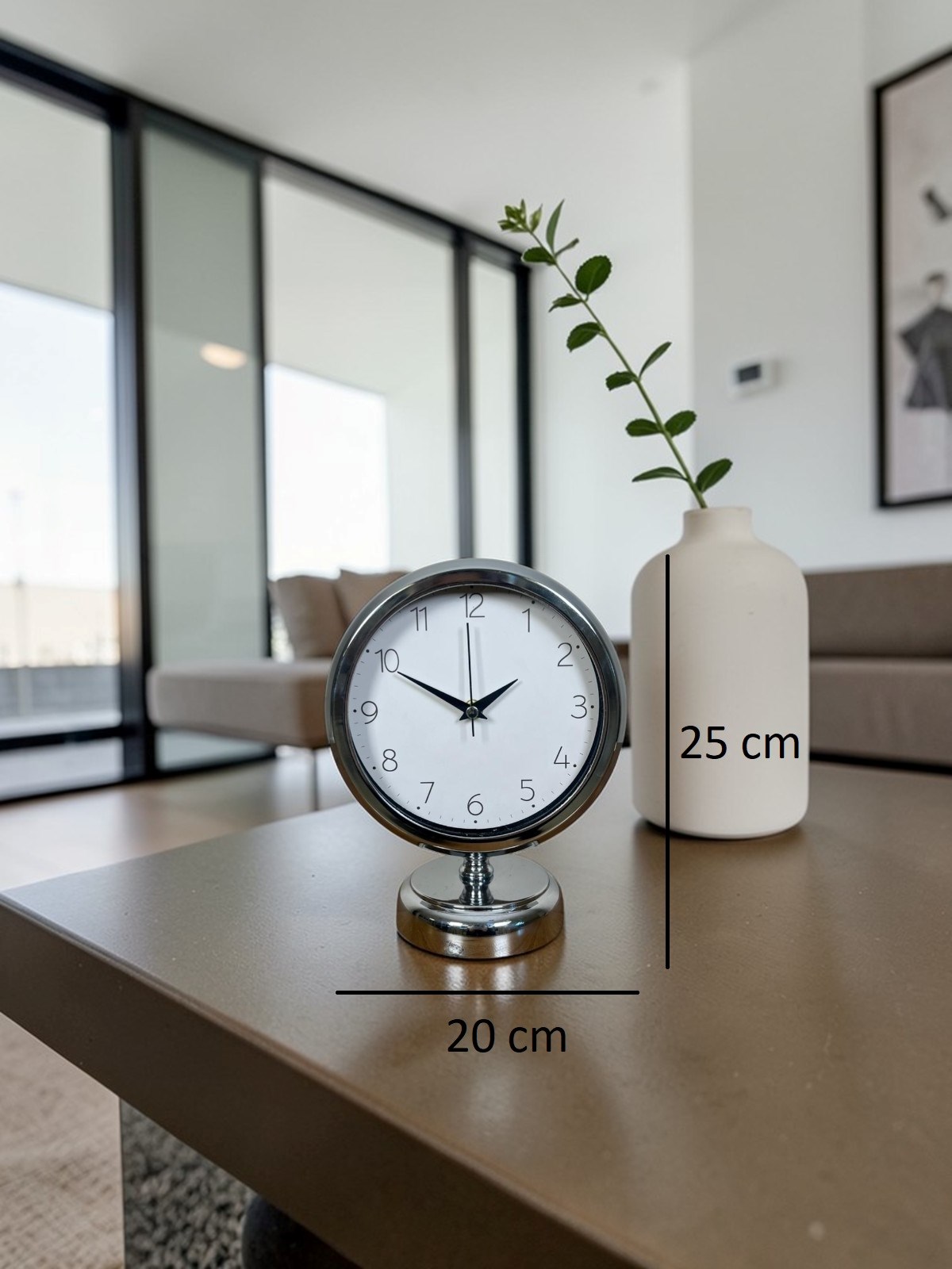 Krom 25 x 20 Cm Metal Standart Masa Saati — Platin duvar saatleri san.tic.ltd.şti. — görsel 5