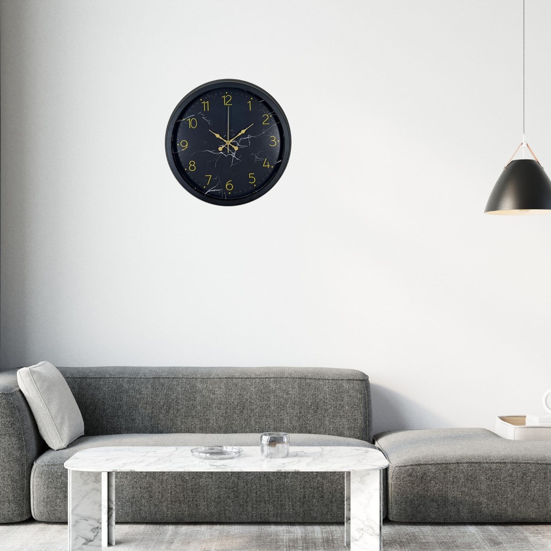 Siyah 40 Cm Mermer Desenli Metal Duvar Saati — Platin duvar saatleri san.tic.ltd.şti.