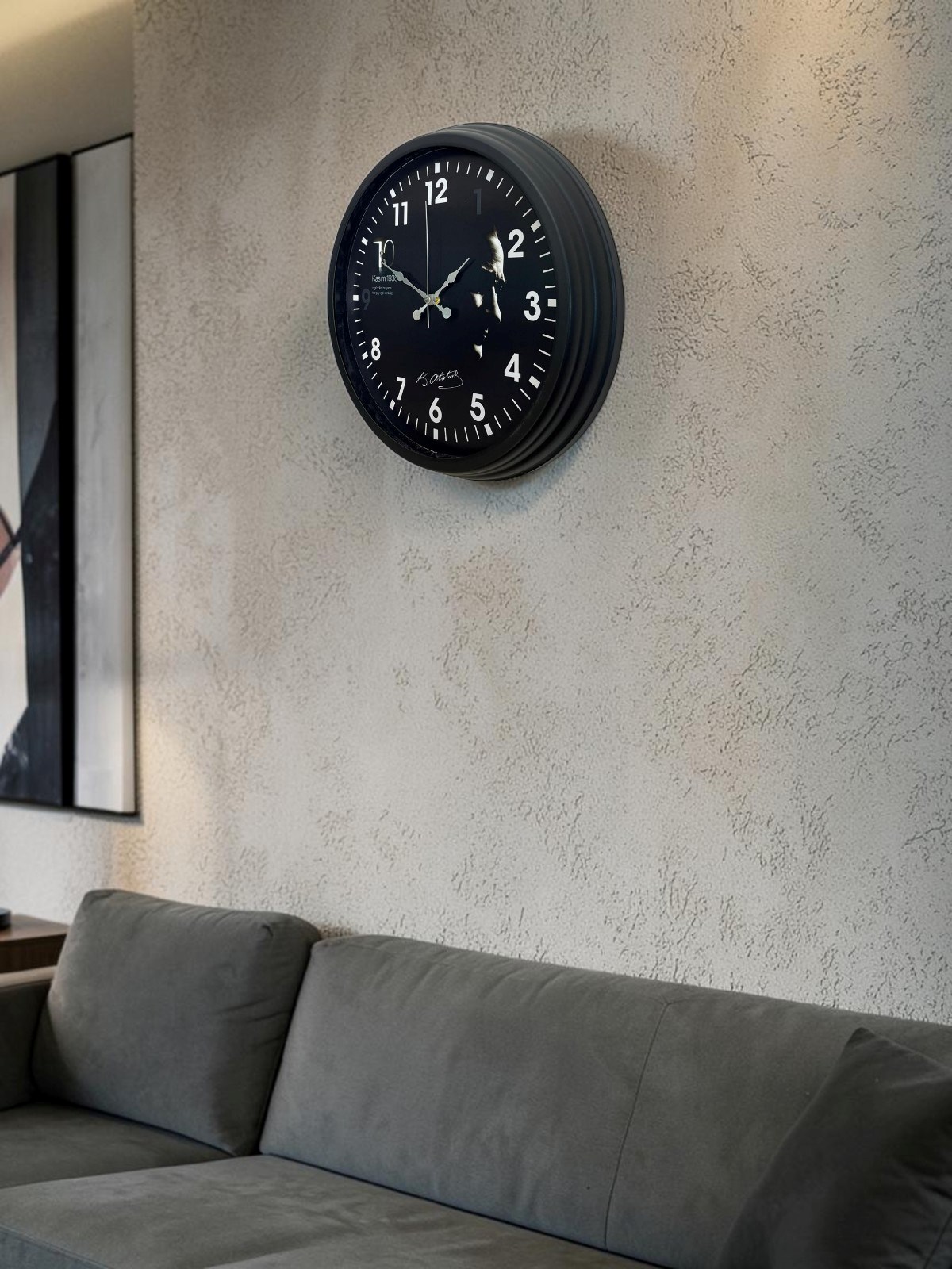 Siyah 40 Cm Metal Atatürk Seri Duvar Saati — Platin duvar saatleri san.tic.ltd.şti. — görsel 2