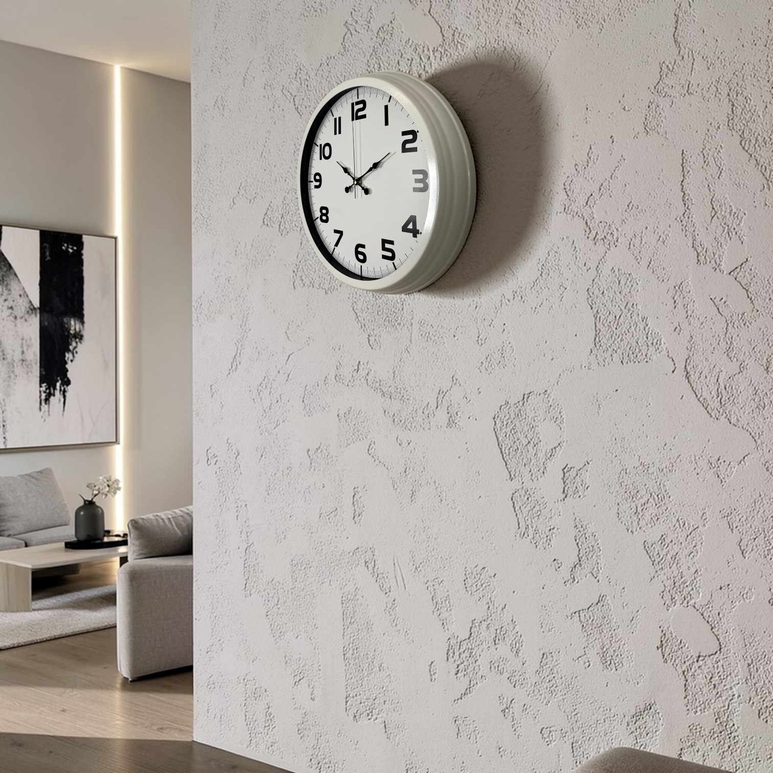 Sade Tasarım Beyaz 40 Cm Metal Duvar Saati — Platin duvar saatleri san.tic.ltd.şti. — görsel 2