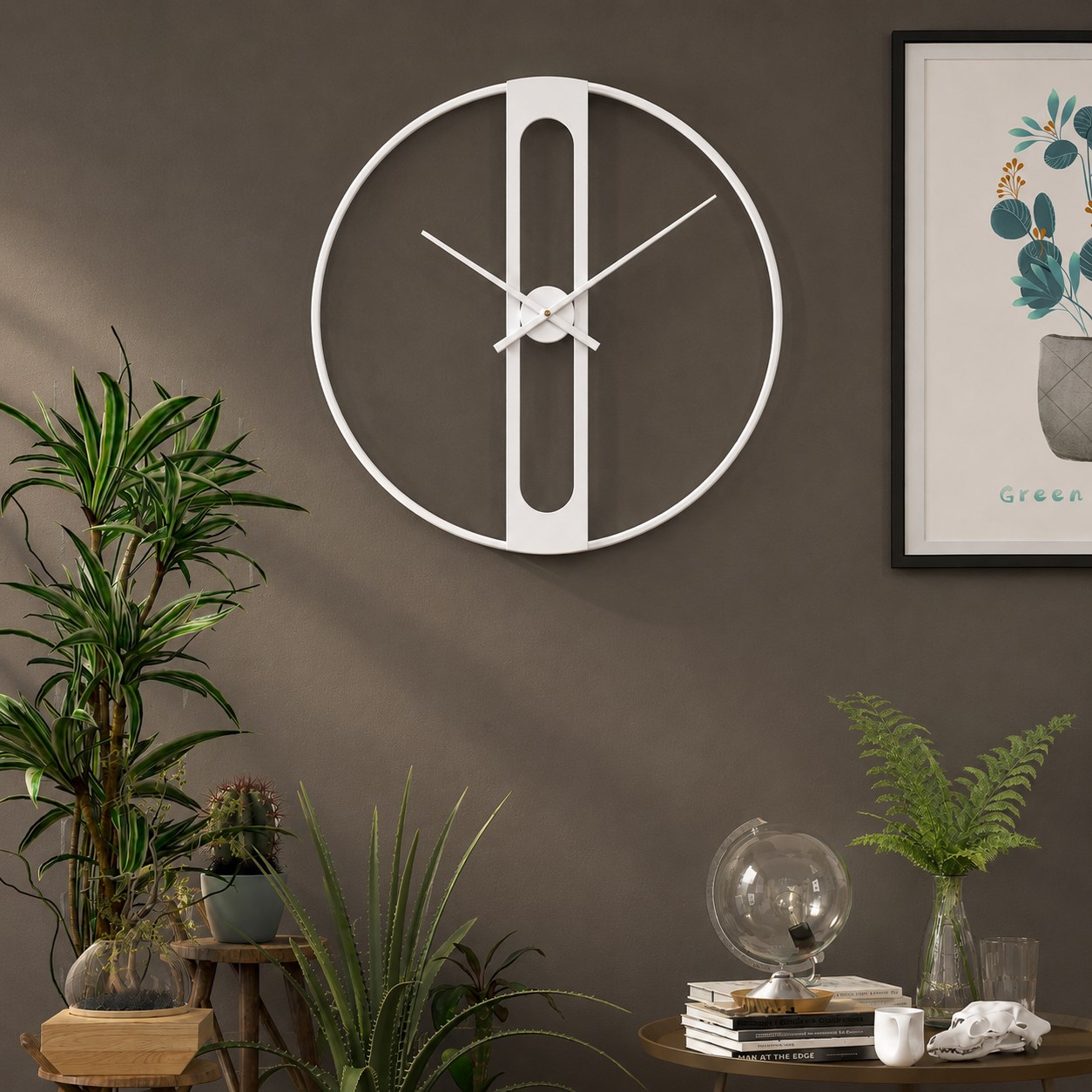 Dekoratif Beyaz 60 Cm İskelet Duvar Saati