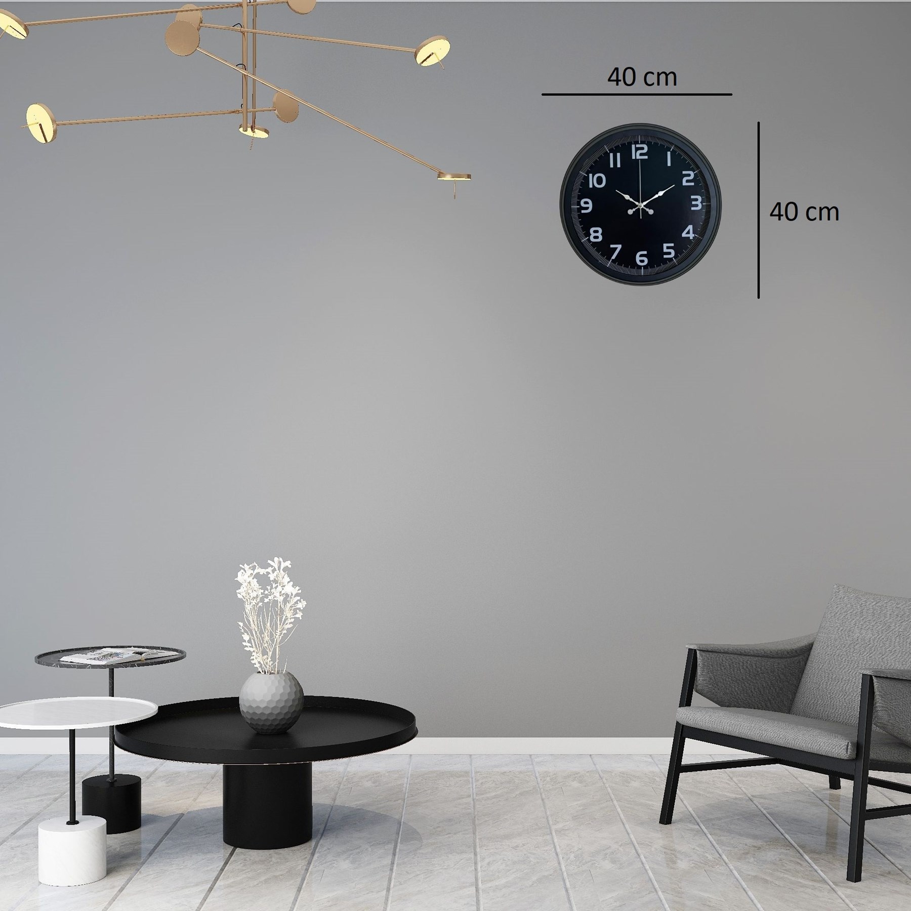 Midnight Black 40 Cm Metal Duvar Saati — Platin duvar saatleri san.tic.ltd.şti. — görsel 4