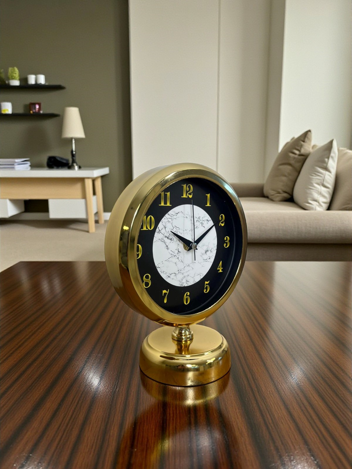Mermer Işıltısı Gold 25 x 20 Cm Metal Masa Saati — Platin duvar saatleri san.tic.ltd.şti. — görsel 3