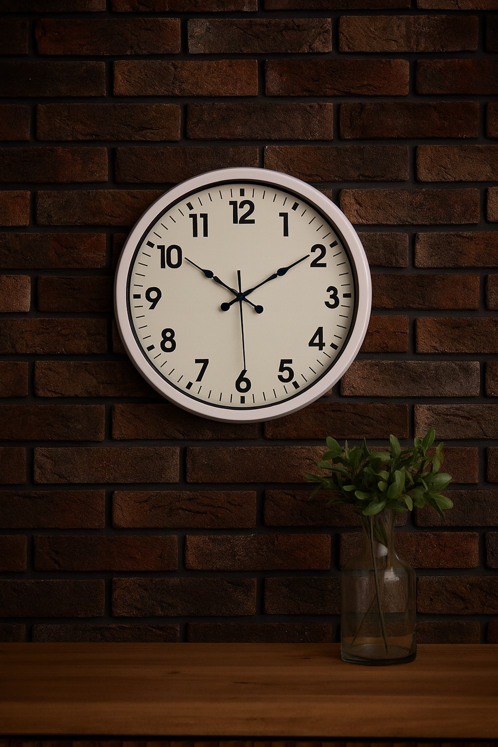 White Classic Modern 52 Cm Metal Duvar Saati