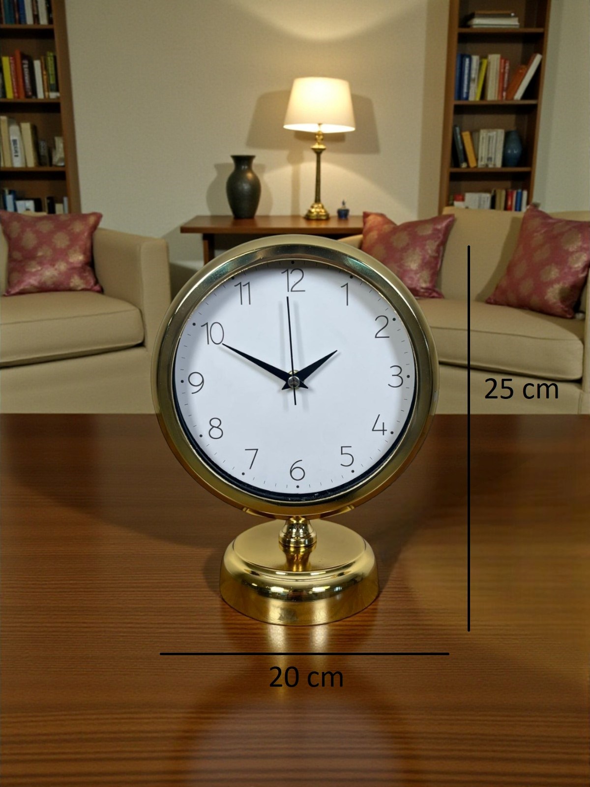 Golden Time 25 x 20 Cm Metal Masa Saati — Platin duvar saatleri san.tic.ltd.şti. — görsel 5
