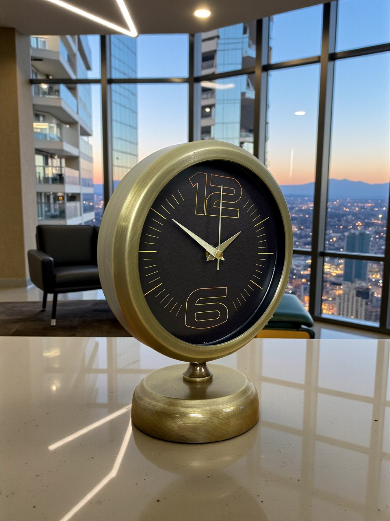 Retro Modern Tasarım 25 x 20 Cm Metal Masa Saati — Platin duvar saatleri san.tic.ltd.şti. — görsel 3