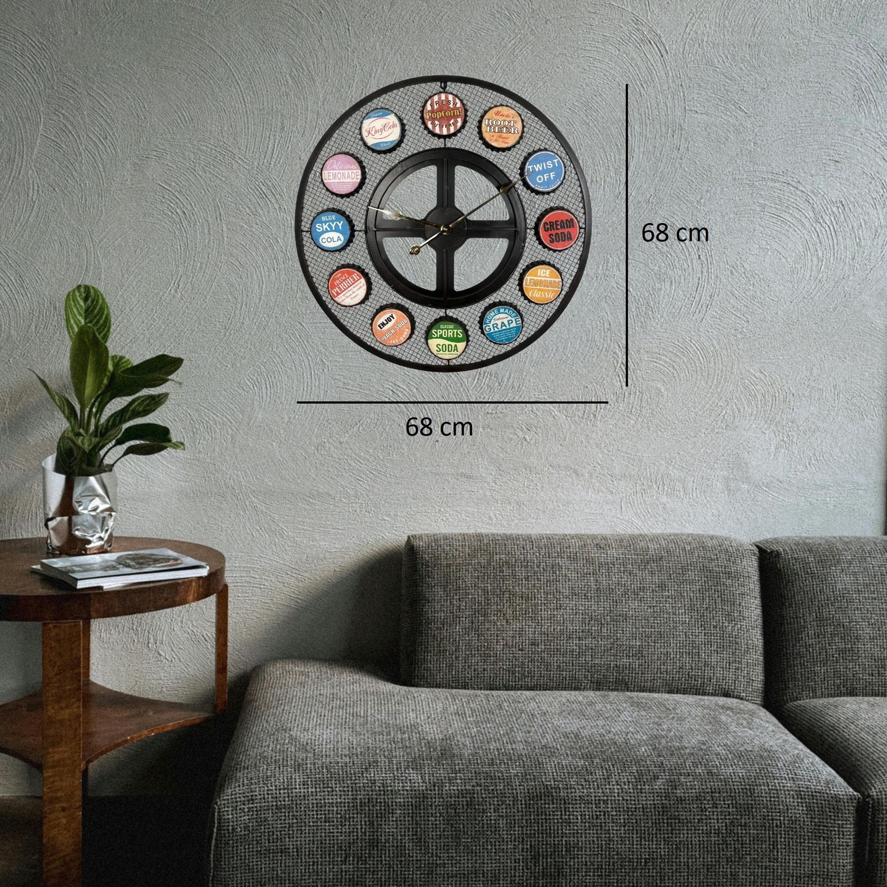 Retro İçecek Temalı Dekoratif 68 Cm Duvar Saati — Platin duvar saatleri san.tic.ltd.şti. — görsel 2