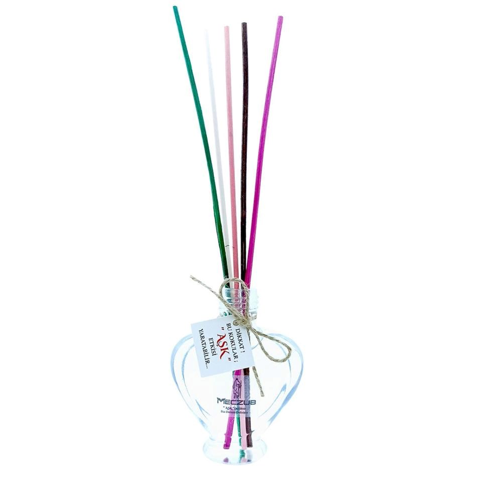 60 ml Kalp Bambu Çubuklu Oda Kokuları Reed Diffuser Oda Parfümü Ortam Kokusu