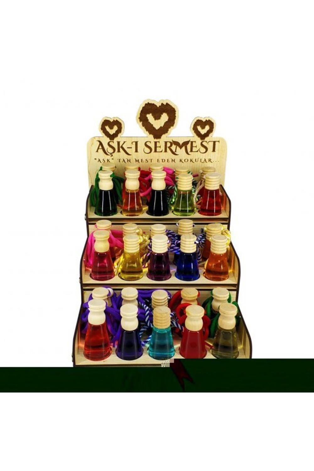 Beyaz Ahşap Standlı 120 Adet 8 ML Hindistan Cevizi Araç Parfümü Oto Araba Kokusu