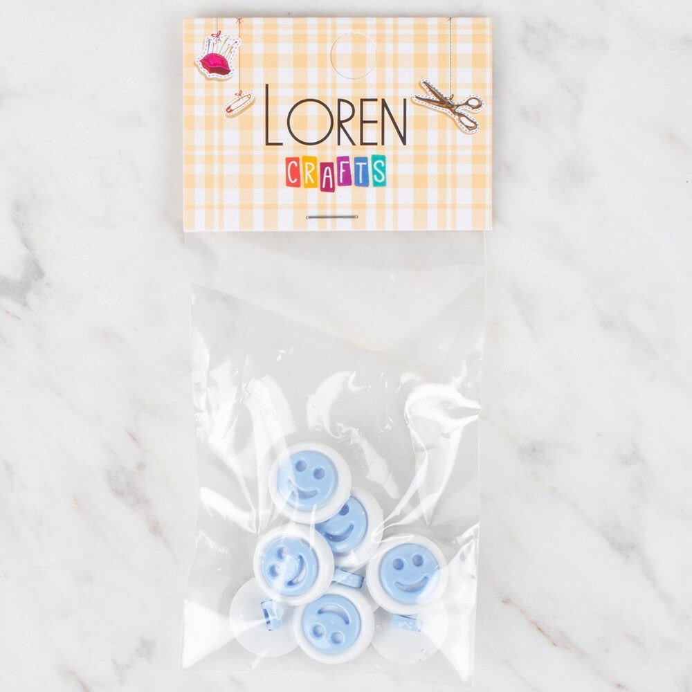 Loren Crafts 8 li Mavi Gülen Yüz Düğme - 632