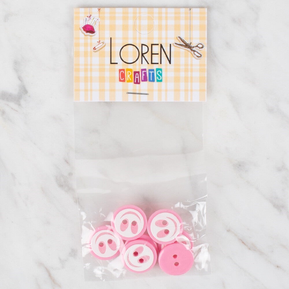Loren Crafts 8 li Gülen Yüz Pembe Düğme - 541