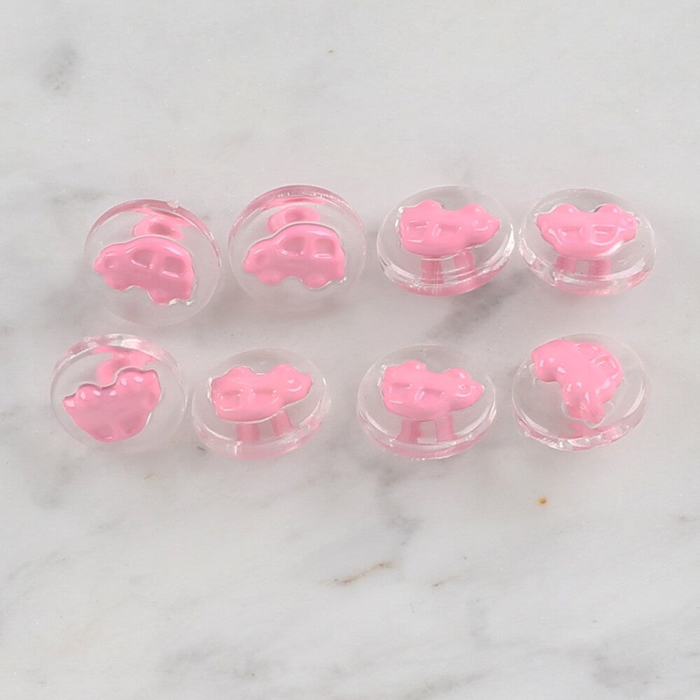 Loren Crafts 8 li Şeffaf Pembe araba Düğme - 249