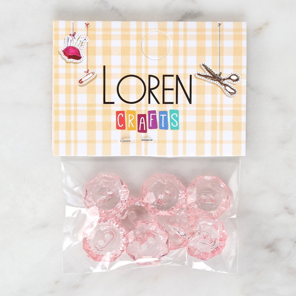 Loren Crafts Pembe 8'li Düğme - 3064