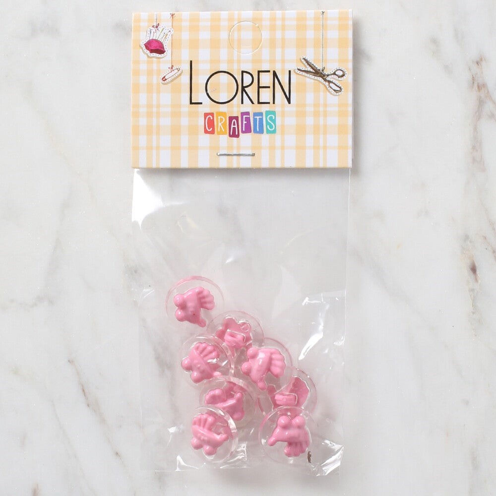 Loren Crafts 8 li Şeffaf Pembe Bebek Arabası Düğme
