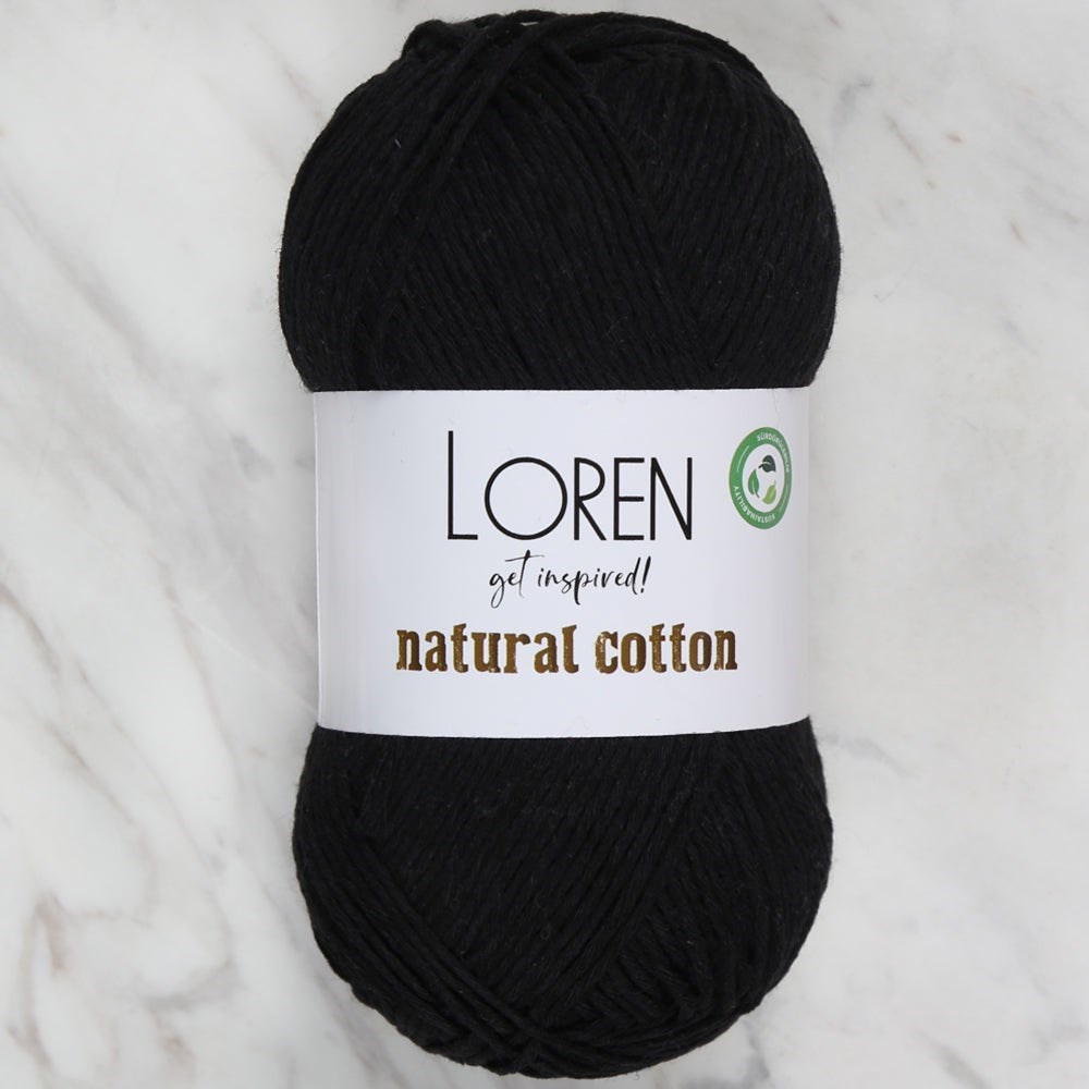 Loren Natural Cotton Siyah El Örgü İpi - R004 - 33908