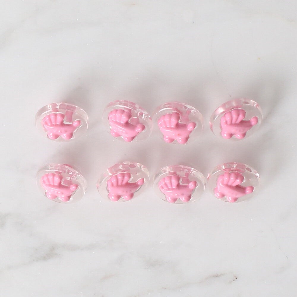 Loren Crafts 8 li Şeffaf Pembe Bebek Arabası Düğme