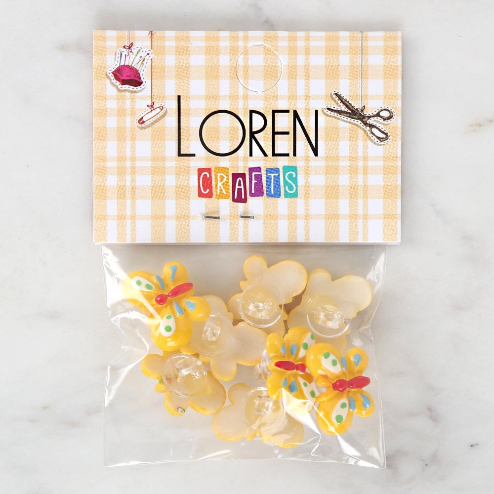Loren Crafts Sarı 8'li Düğme - 3020