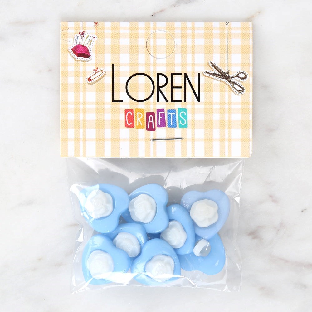 Loren Crafts Mavi 8'li Düğme - 3050