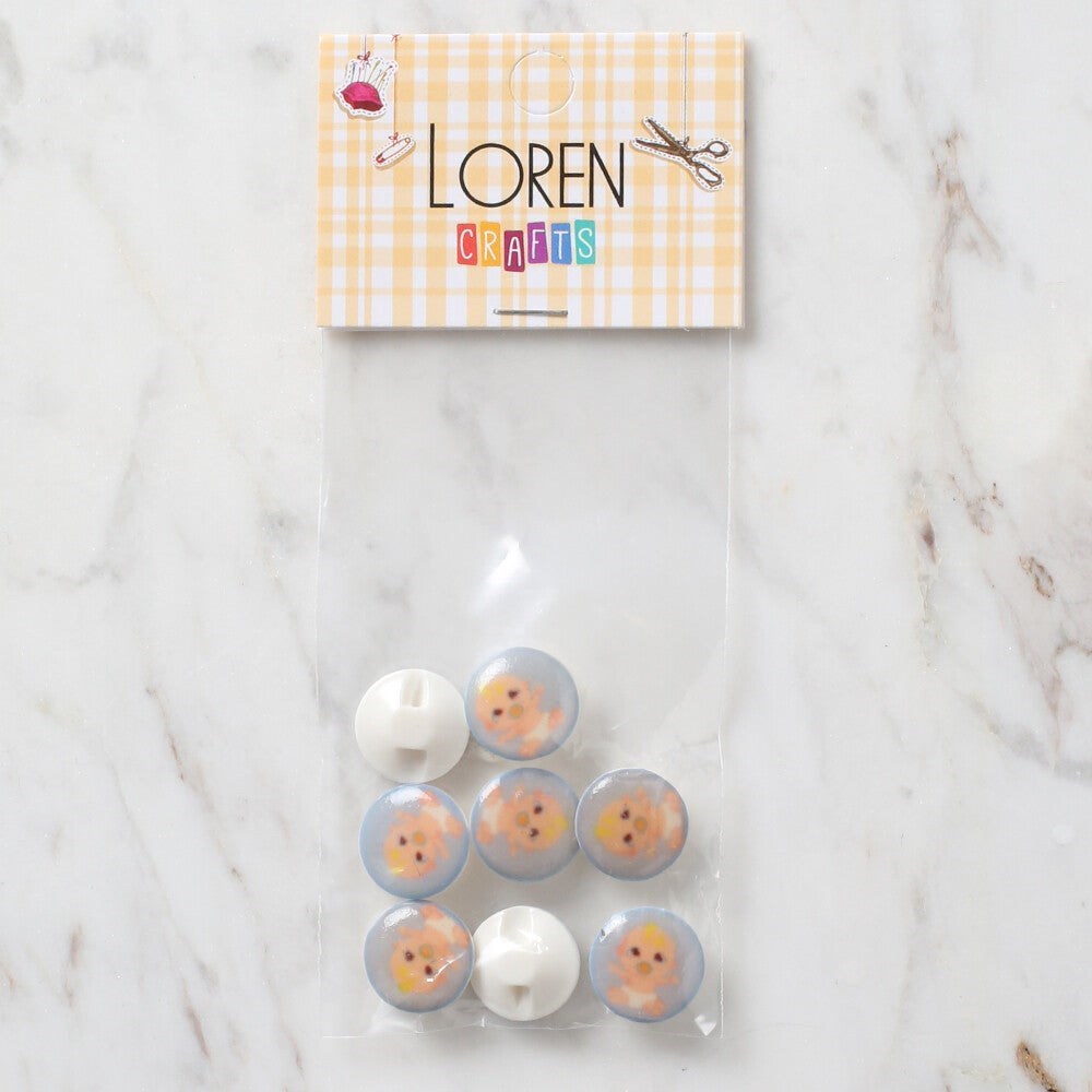 Loren Crafts 8 li Mavi Bebek Düğme - 695