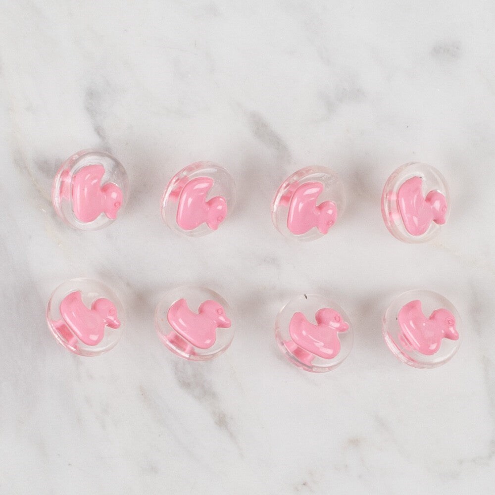 Loren Crafts 8 li Şeffaf Pembe Ördek Düğme - 259