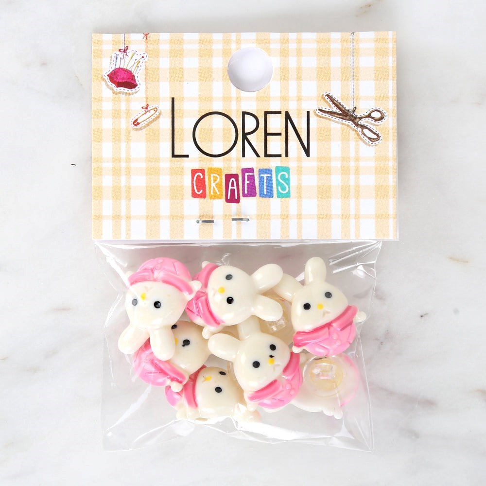 Loren Crafts Pembe 8'li Düğme - 3029