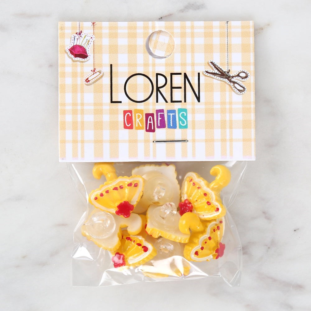 Loren Crafts Sarı 8'li Düğme - 3009